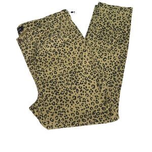 NYDJ Ami Skinny Jeans Tan Black Leopard Print Pockets Zip Button Closure 18